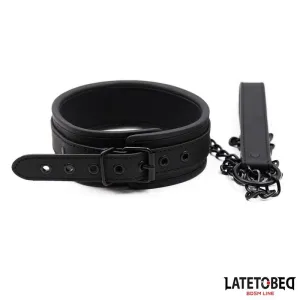 Set Halsband und Leine Neopren Schwarz von Latetobed BDSM Line
