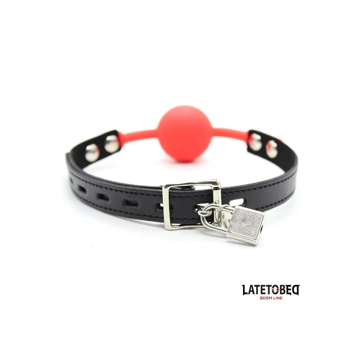Silikon-Kugelknebel mit Vorhängeschloss Rot von Latetobed BDSM Line | Fesselliebe.de