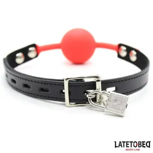Silikon-Kugelknebel mit Vorhängeschloss Rot von Latetobed BDSM Line