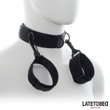 Halsband mit Handfesseln, Nylon von Latetobed BDSM Line | Fesselliebe.de