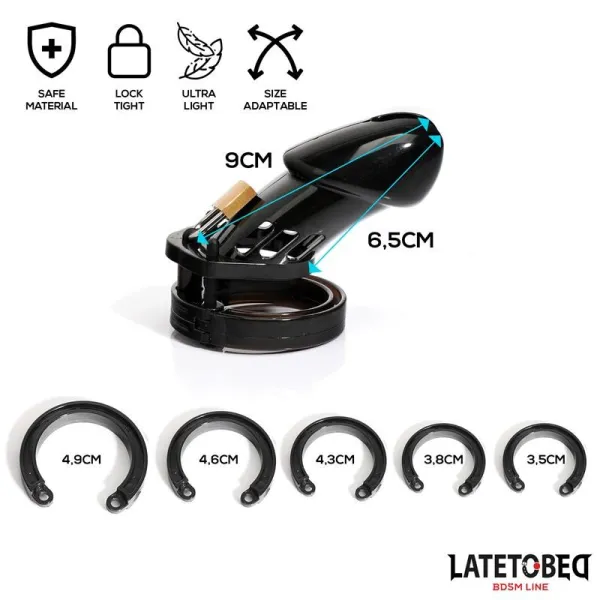 Keuschheitskäfig für Den Penis, Lang, Schwarz von Latetobed BDSM Line | Fesselliebe.de