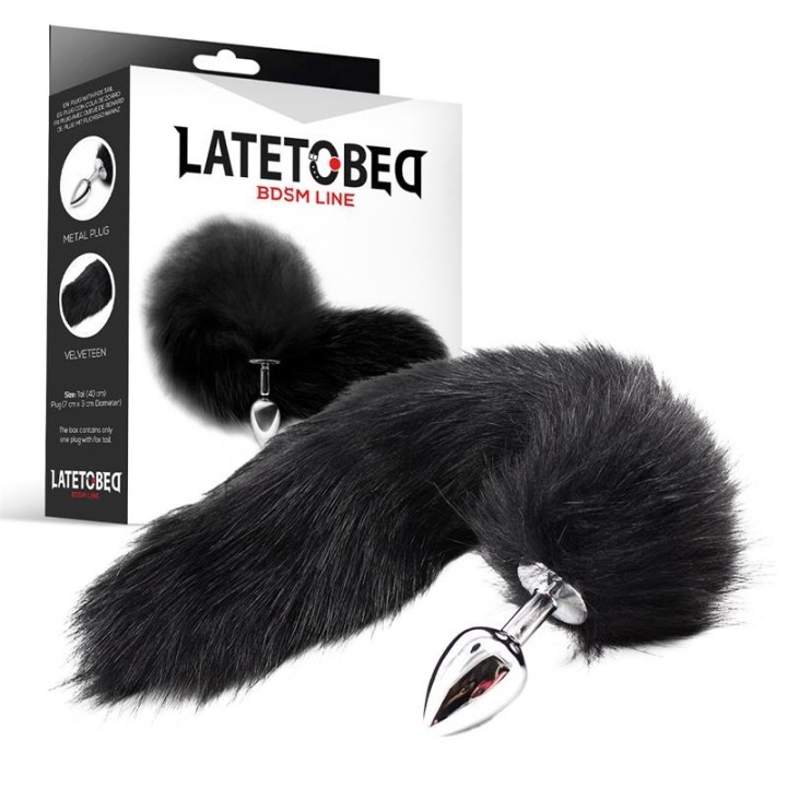 Metall-Analplug Foxy Tail Velvet Touch 40 cm Schwarz von Latetobed BDSM Line | Fesselliebe.de