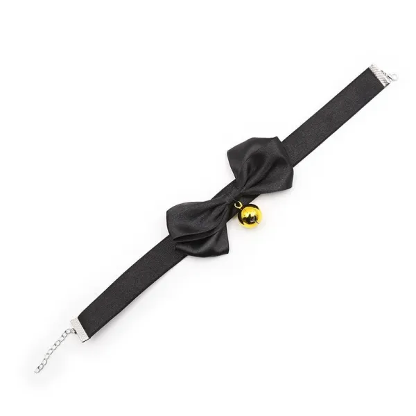 Halsband mit Schleife und Glocke 36 cm Grösse L Schwarz von Latetobed BDSM Line | Fesselliebe.de