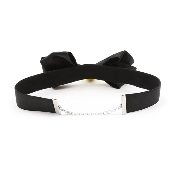 Halsband mit Schleife und Glocke 36 cm Grösse L Schwarz von Latetobed BDSM Line | Fesselliebe.de