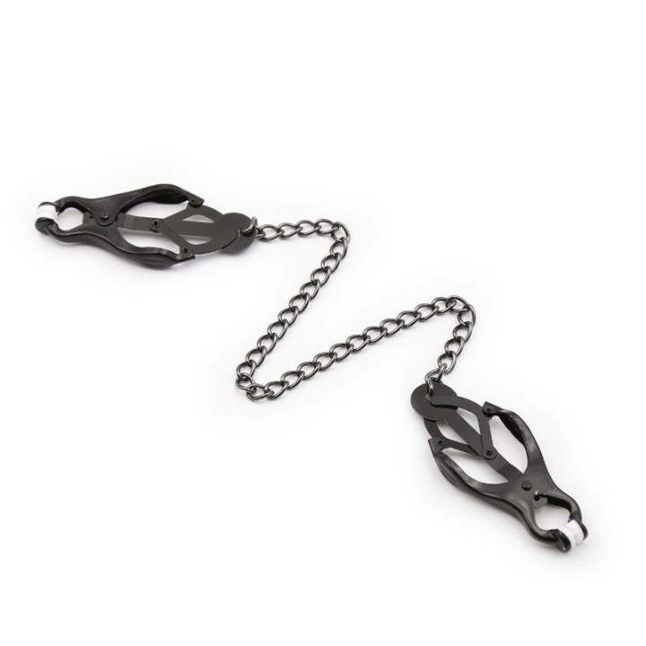 Japanische Nippelklemmen mit Kette Schwarz von Latetobed BDSM Line | Fesselliebe.de