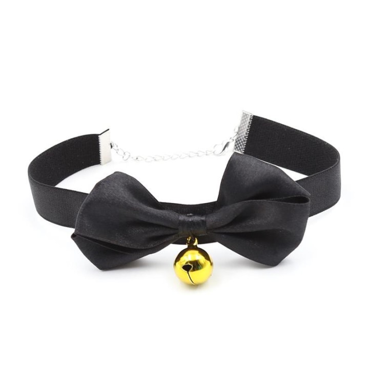 Halsband mit Schleife und Glöckchen, 29 cm, Grösse M, Schwarz von Latetobed BDSM Line | Fesselliebe.de