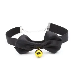 Halsband mit Schleife und Glöckchen, 29 cm, Grösse M, Schwarz von Latetobed BDSM Line | Fesselliebe.de