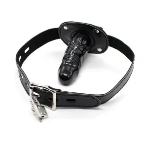 Verschliessbarer Langer Penis 10 cm Knebelball Schwarz von Latetobed BDSM Line