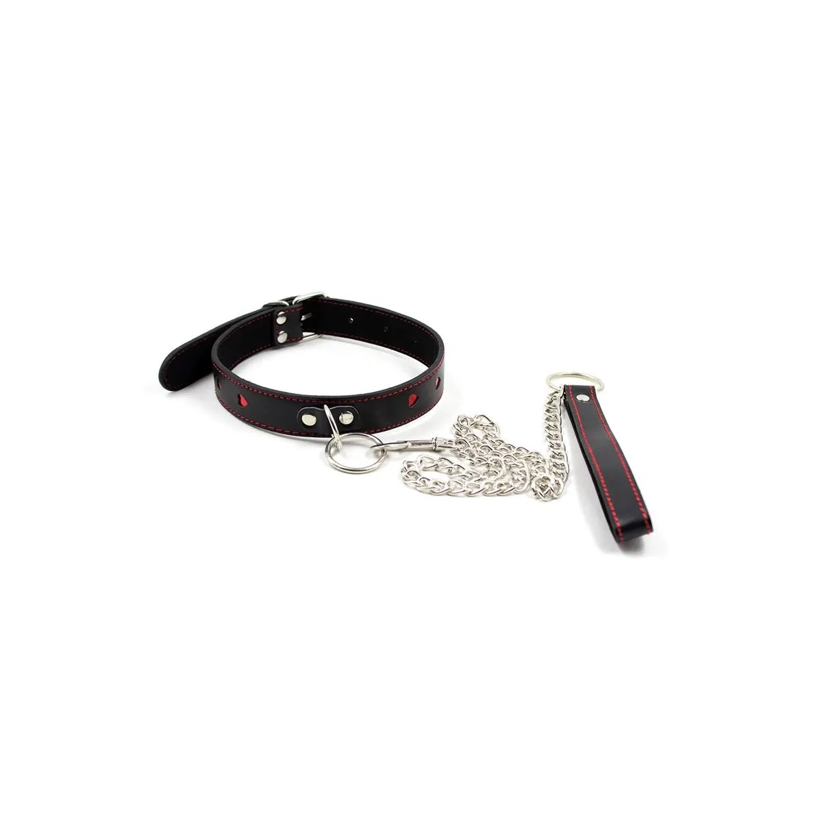 Halsband mit Metallleine, Schwarz/Rot von Latetobed BDSM Line | Fesselliebe.de