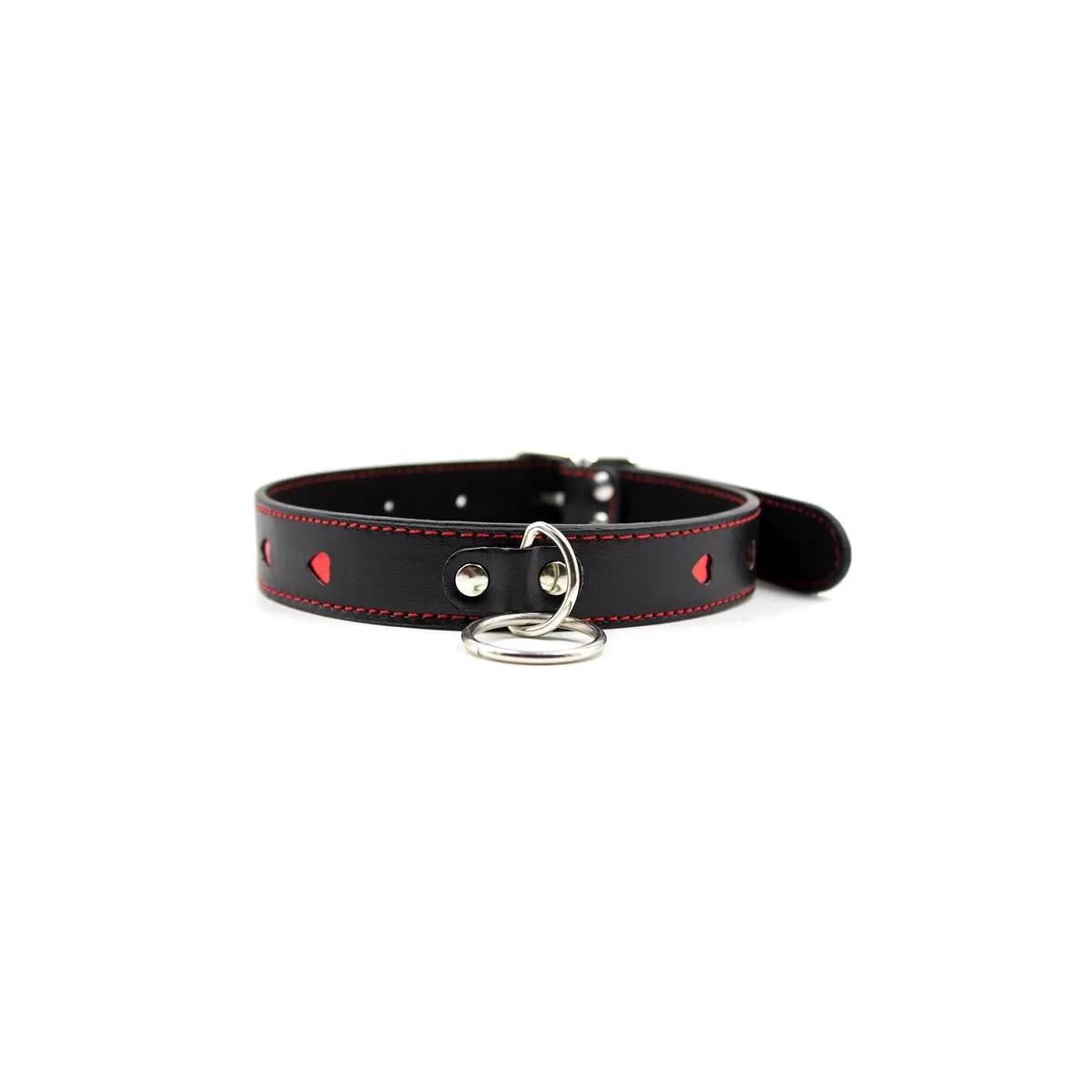 Halsband mit Metallleine, Schwarz/Rot von Latetobed BDSM Line | Fesselliebe.de