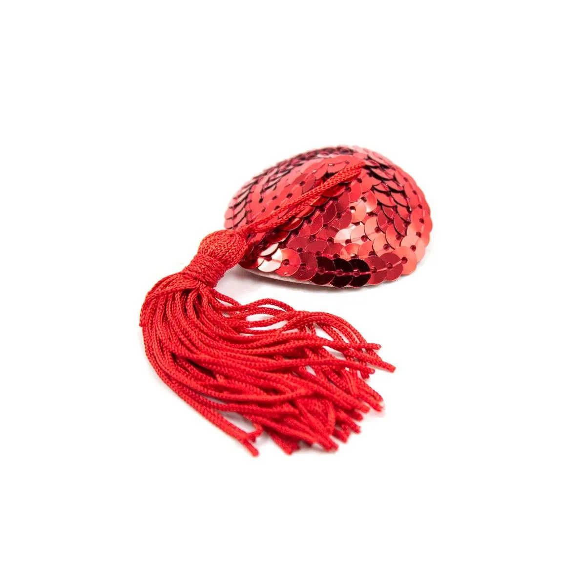 Nippelabdeckung mit Herz-Pailletten und Quaste Rot von Latetobed BDSM Line | Fesselliebe.de