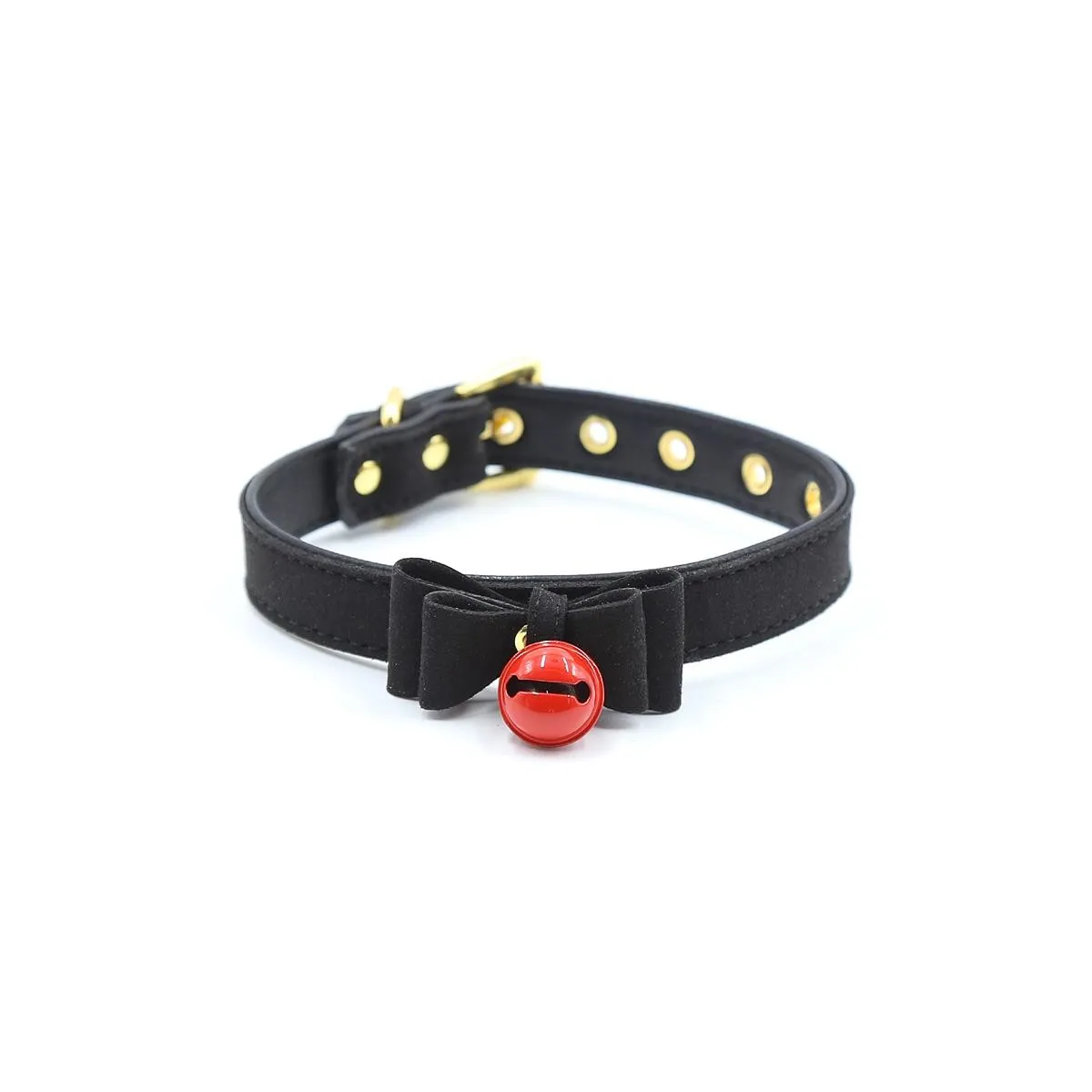 Halsband mit Schleife und Rasseln 44 cm Schwarz/Rot von Latetobed BDSM Line | Fesselliebe.de