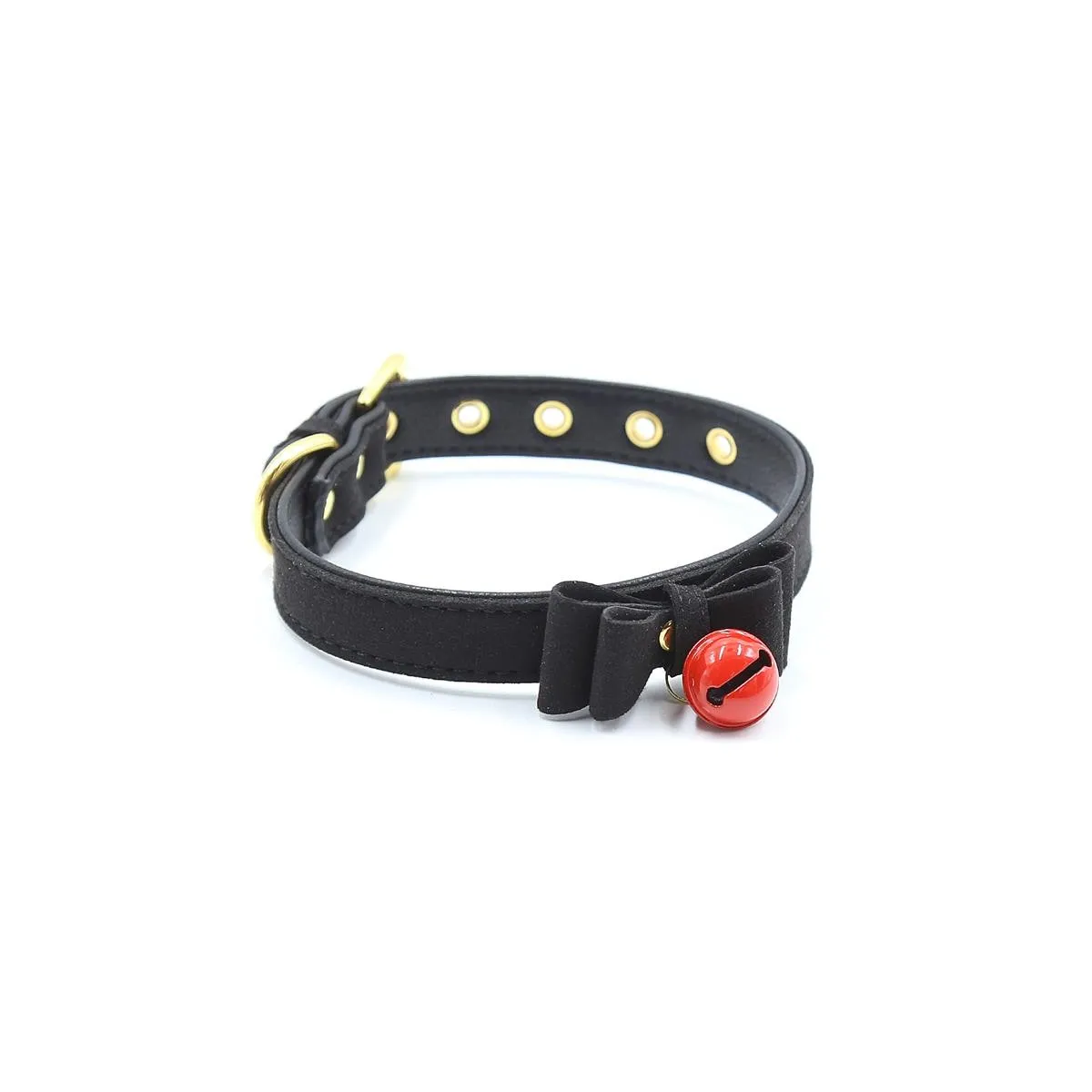 Halsband mit Schleife und Rasseln 44 cm Schwarz/Rot von Latetobed BDSM Line | Fesselliebe.de