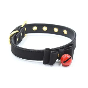 Halsband mit Schleife und Rasseln 44 cm Schwarz/Rot von Latetobed BDSM Line