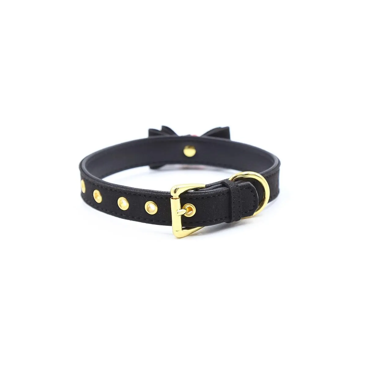Halsband mit Schleife und Rasseln 44 cm Schwarz/Rot von Latetobed BDSM Line | Fesselliebe.de