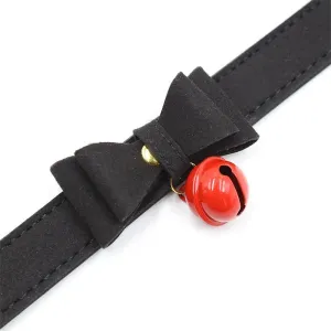 Halsband mit Schleife und Rasseln 44 cm Schwarz/Rot von Latetobed BDSM Line