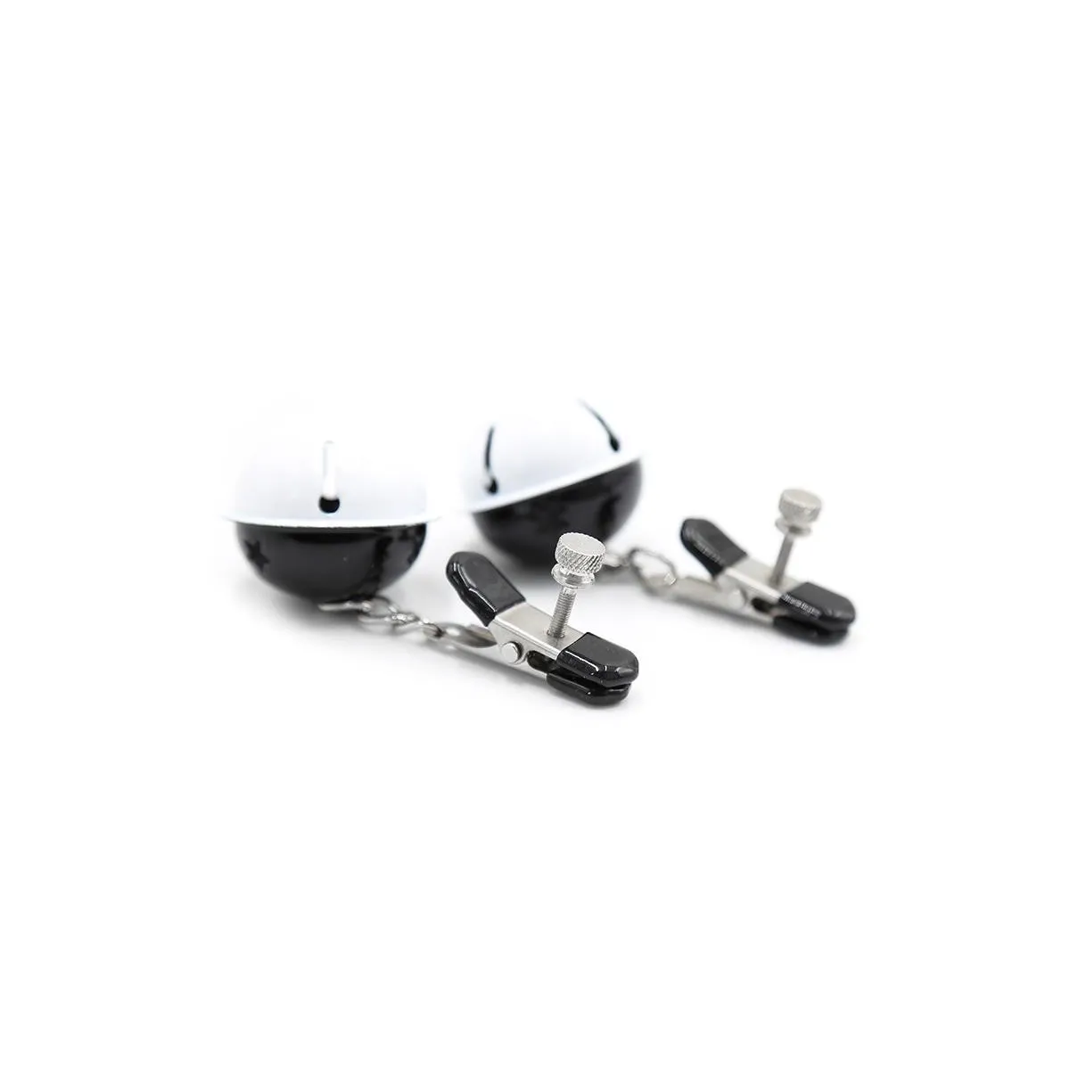 Nippelklemmen mit Glocke Schwarz/Weiss von Latetobed BDSM Line | Fesselliebe.de