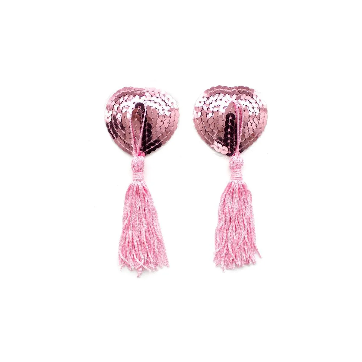 Selbstklebende Herz-Pailletten-Nippelabdeckung mit Quaste Rosa von Latetobed BDSM Line | Fesselliebe.de