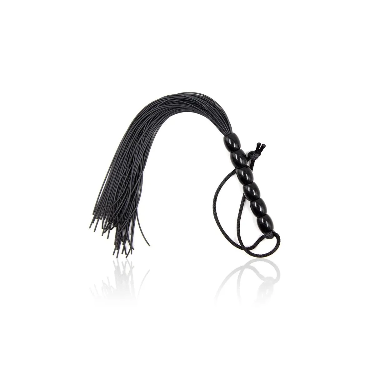 Silikon-Peitsche mit 6 Perlen Am Griff, 26 cm, Schwarz von Latetobed BDSM Line | Fesselliebe.de