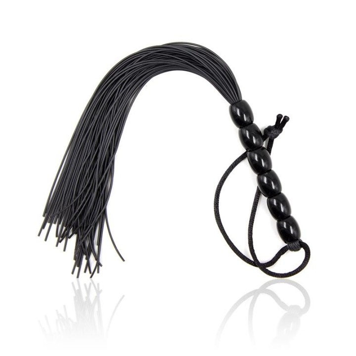 Silikon-Peitsche mit 6 Perlen Am Griff, 26 cm, Schwarz von Latetobed BDSM Line | Fesselliebe.de