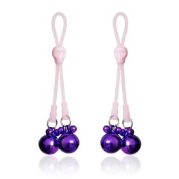 Nippelklemmen mit Totenköpfen und Glöckchen, Silikon und Metall, Rosa/Lila von Latetobed BDSM Line | Fesselliebe.de