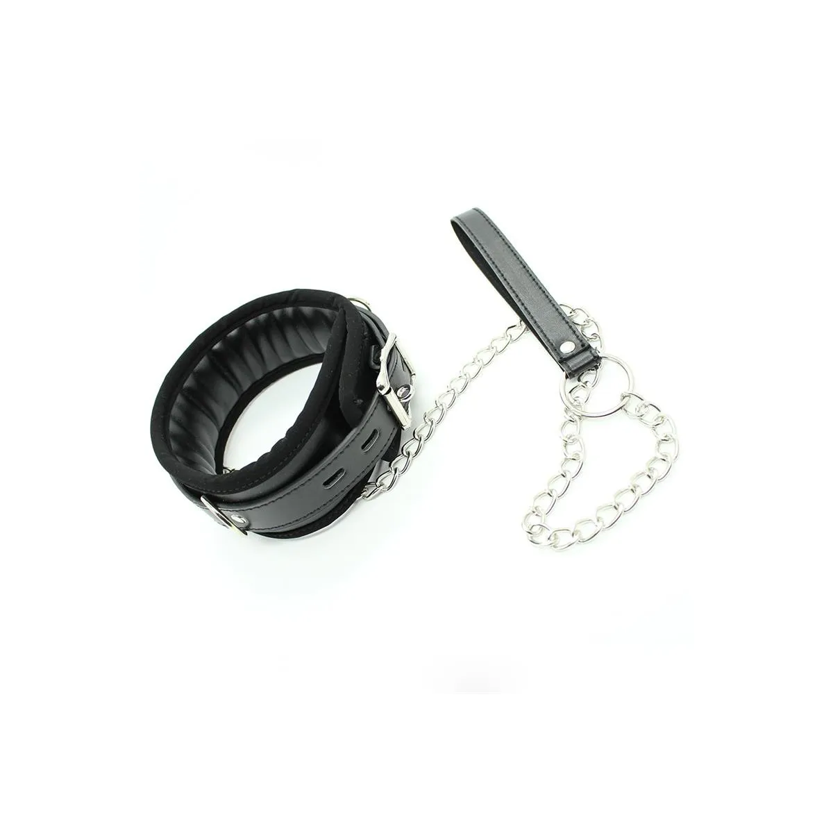 Halsband mit Metallleine und Gepolstertem Innenfutter Schwarz von Latetobed BDSM Line | Fesselliebe.de