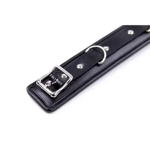 Halsband mit Metallleine und Gepolstertem Innenfutter Schwarz von Latetobed BDSM Line