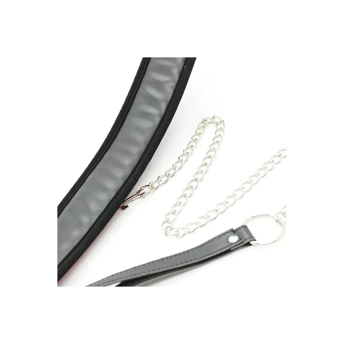 Halsband mit Metallleine und Gepolstertem Innenfutter Schwarz von Latetobed BDSM Line | Fesselliebe.de