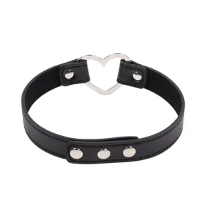 Halsband mit Herzförmigem Bügel, Verstellbar, 41,5 cm, Schwarz von Latetobed BDSM Line