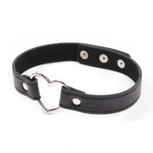 Halsband mit Herzförmigem Bügel, Verstellbar, 41,5 cm, Schwarz von Latetobed BDSM Line
