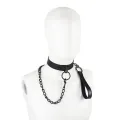 Halsband mit Leine, Schwarz von Latetobed BDSM Line