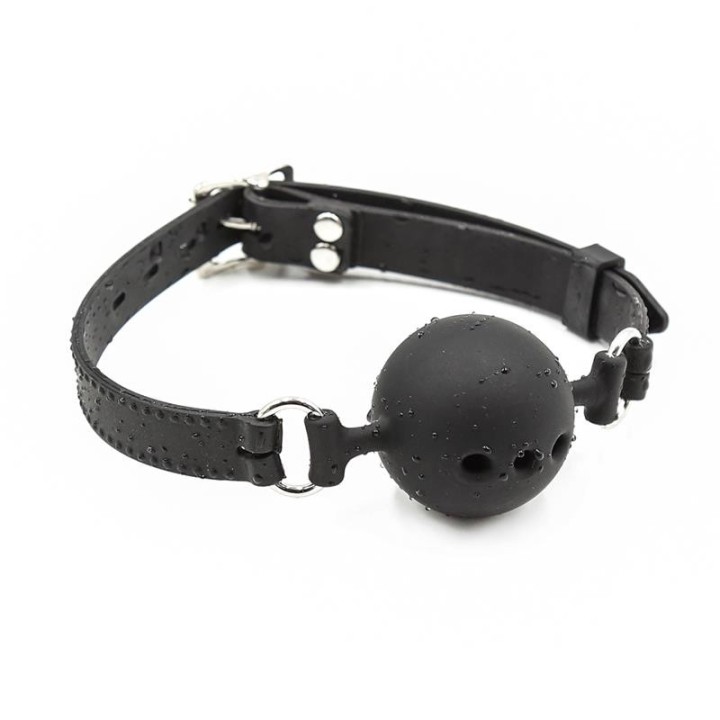 Atmungsaktiver Silikon-Knebel, Verstellbar, 4 cm, Grösse S, Schwarz von Latetobed BDSM Line | Fesselliebe.de