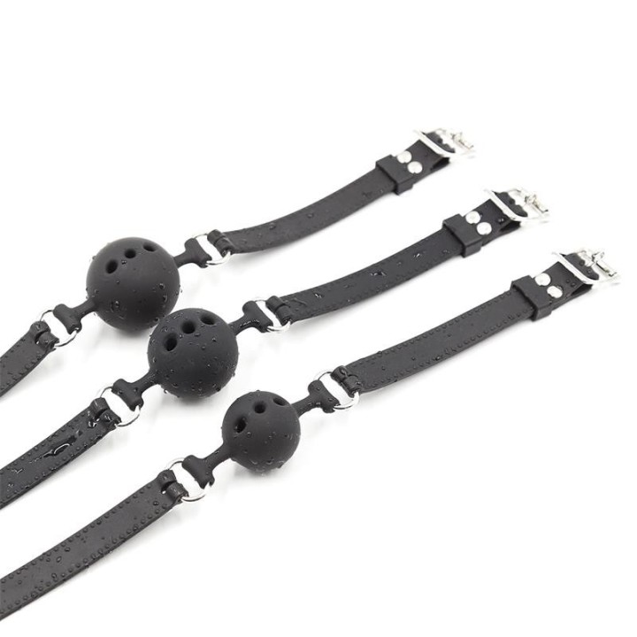 Atmungsaktiver Silikon-Knebelball 5 cm Grösse L Schwarz von Latetobed BDSM Line | Fesselliebe.de