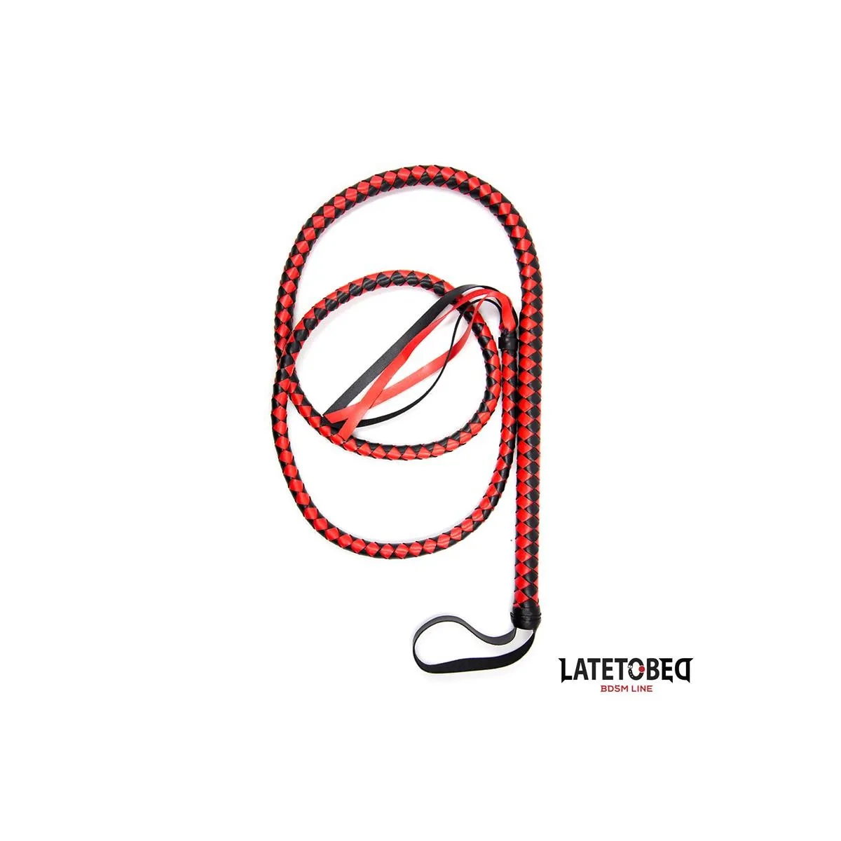 Lange Peitsche, Schwarz und Rot, 210 cm von Latetobed BDSM Line | Fesselliebe.de