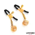 Nippelklemmen mit Glocke Schwarz und Gold von Latetobed BDSM Line