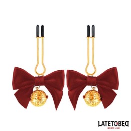 Nippelklemmen mit Roter Schleife von Latetobed BDSM Line | Fesselliebe.de