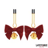 Nippelklemmen mit Roter Schleife von Latetobed BDSM Line | Fesselliebe.de
