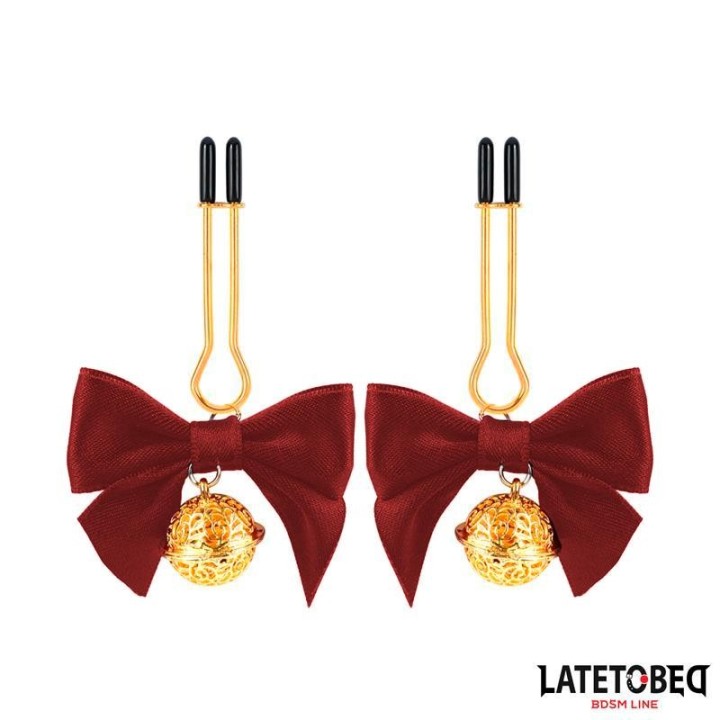 Nippelklemmen mit Roter Schleife von Latetobed BDSM Line | Fesselliebe.de