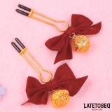 Nippelklemmen mit Roter Schleife von Latetobed BDSM Line | Fesselliebe.de