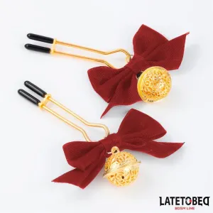 Nippelklemmen mit Roter Schleife von Latetobed BDSM Line