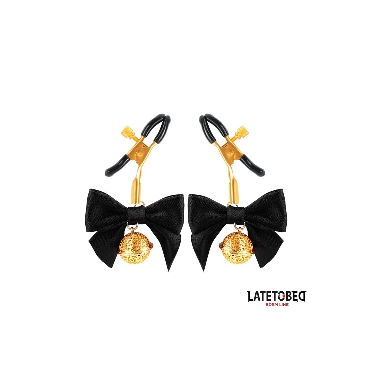 Nippelklemmen mit Schwarzer Schleife von Latetobed BDSM Line | Fesselliebe.de