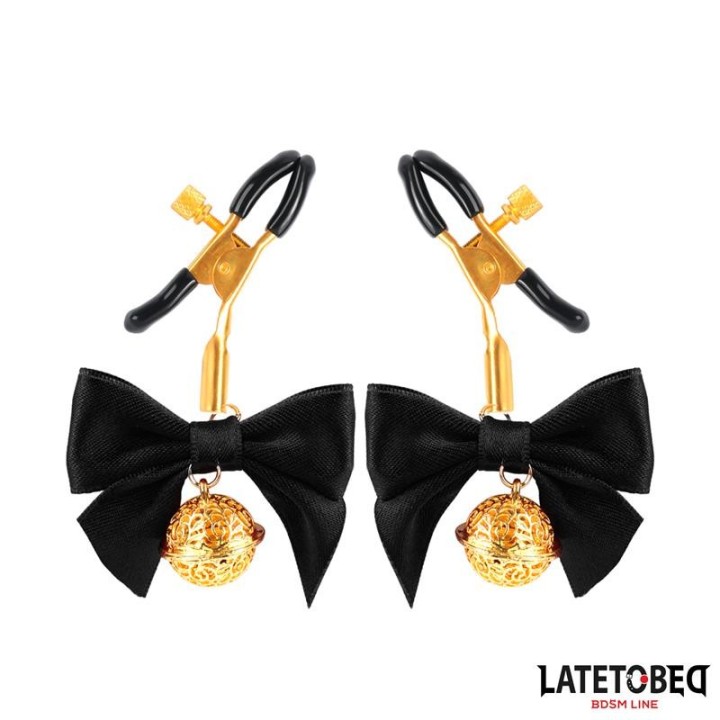 Nippelklemmen mit Schwarzer Schleife von Latetobed BDSM Line | Fesselliebe.de