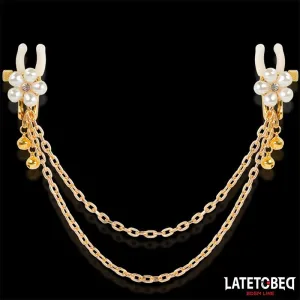 Rearl-Nippelklemmen mit Kette von Latetobed BDSM Line