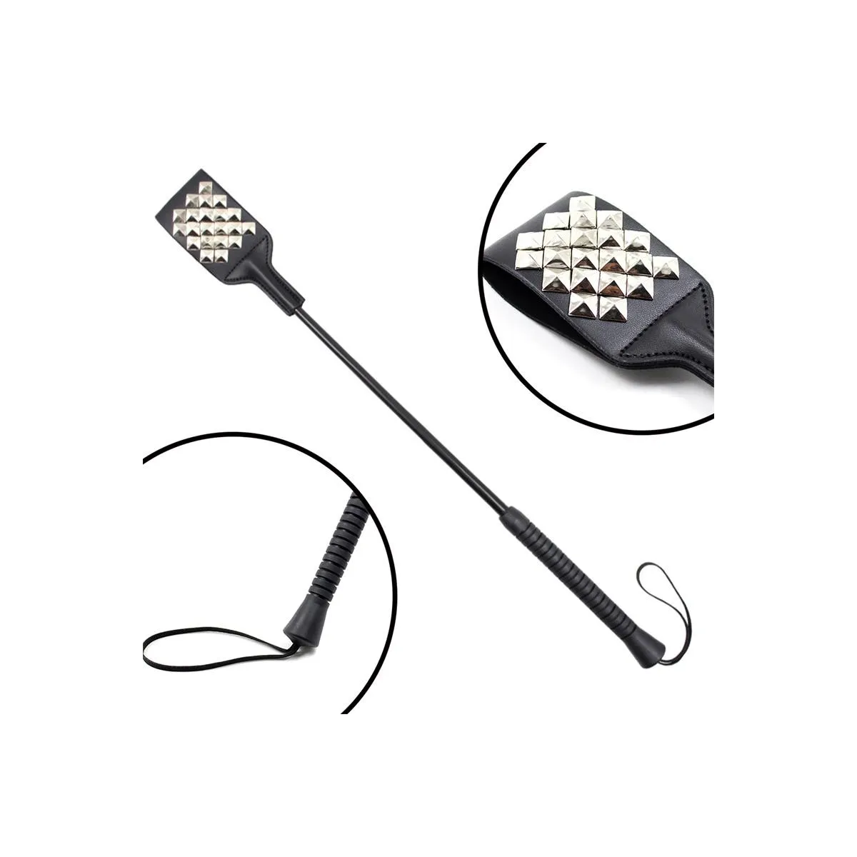 Quadratische Reitgerte mit Silbernen Nieten 53 cm von Latetobed BDSM Line | Fesselliebe.de