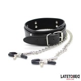 Halsband mit Nippelklemmen von Latetobed BDSM Line | Fesselliebe.de