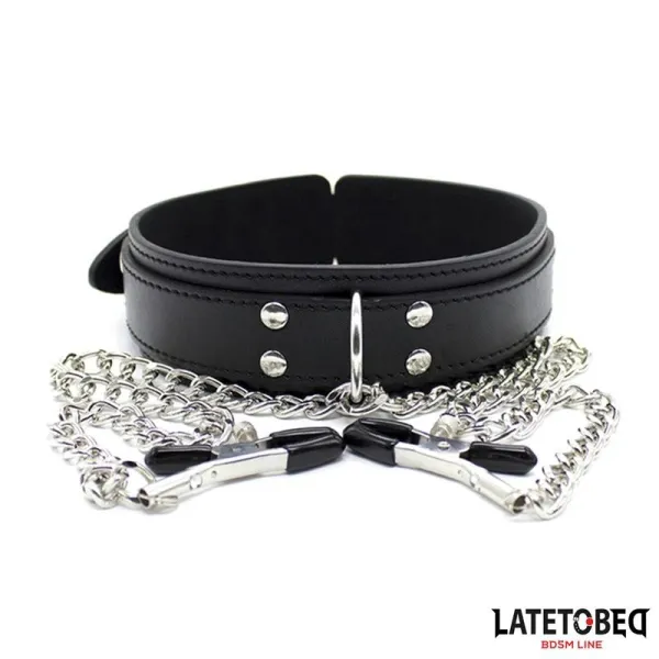 Halsband mit Nippelklemmen von Latetobed BDSM Line | Fesselliebe.de