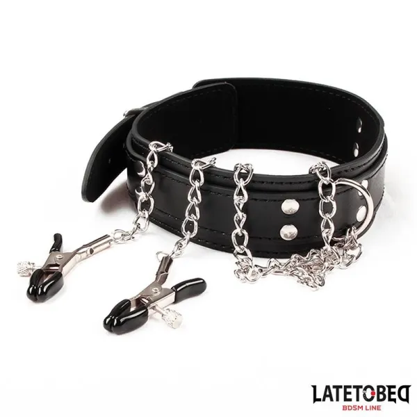 Halsband mit Nippelklemmen von Latetobed BDSM Line | Fesselliebe.de
