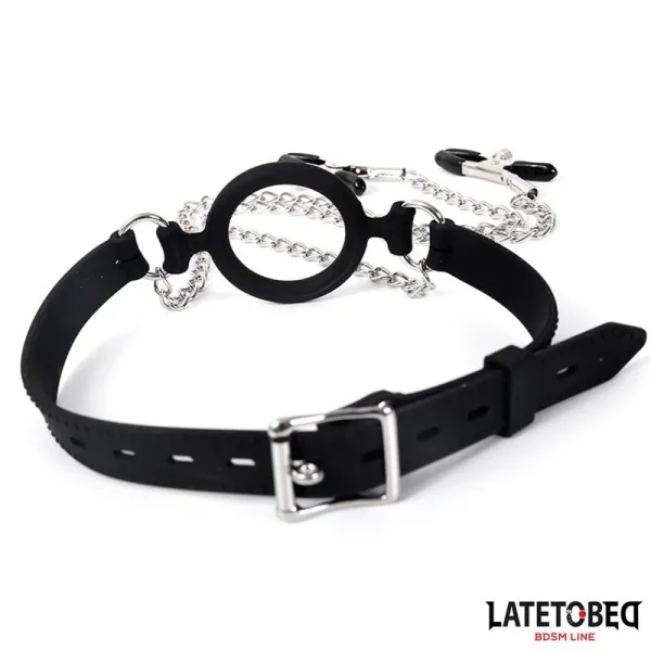 Mundknebel mit Nippelklemmen von Latetobed BDSM Line | Fesselliebe.de