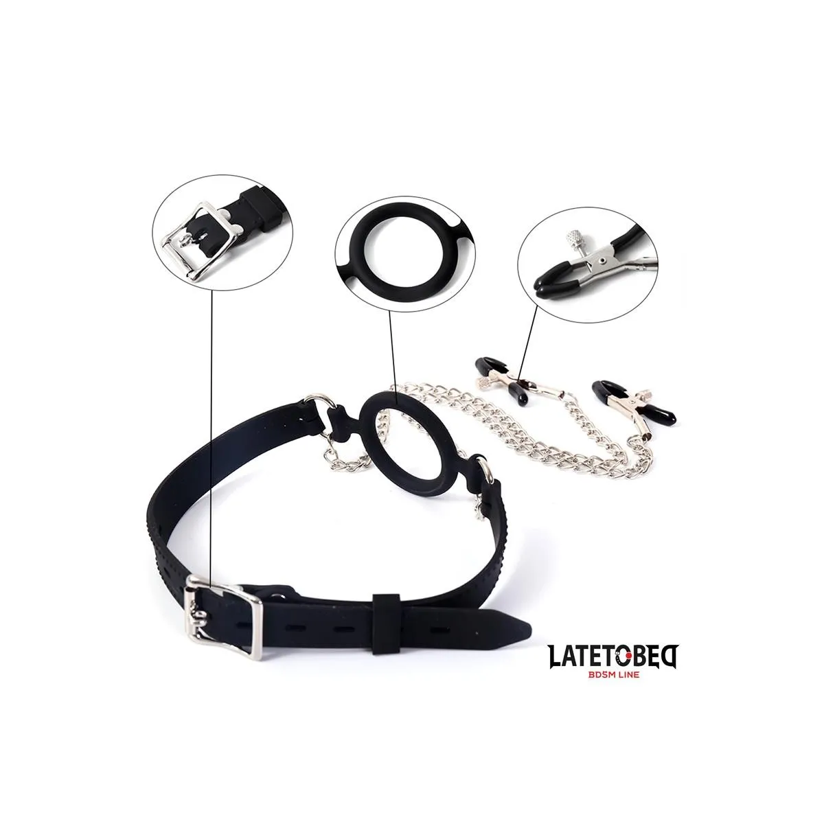Mundknebel mit Nippelklemmen von Latetobed BDSM Line | Fesselliebe.de