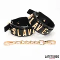 Slave-Fussfesseln mit Goldener Kette von Latetobed BDSM Line
